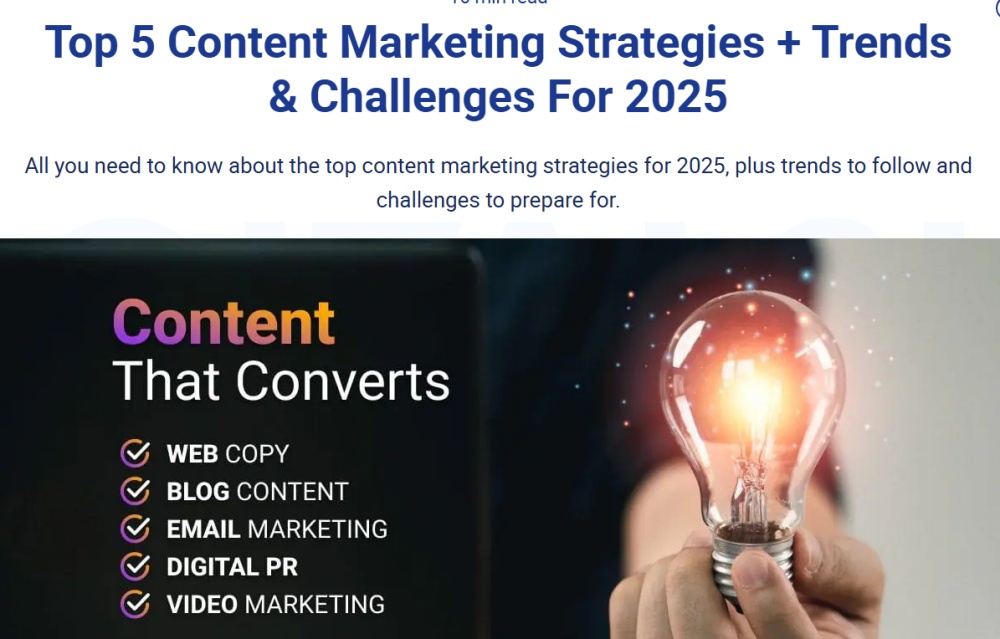 Hand Holding Glowing Lightbulb with Content That Converts List