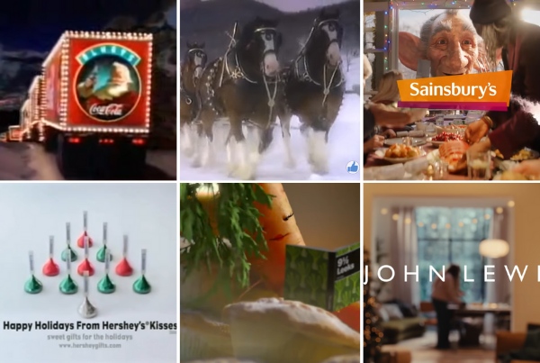 Iconic holiday commercials featuring Hershey's, Sainsbury's, and John Lewis