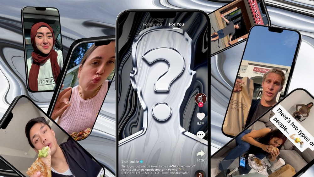 Multiple smartphone screens showing TikTok For You feed with question mark